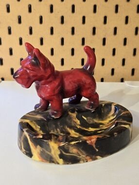 Vintage MCM Scottie Terrier Dog Ashtray Ceramic 4.5” Wide Adorable! RARE!